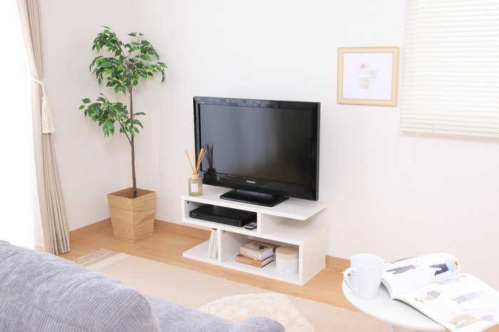 S字型テレビ台 幅80cm (オークホワイト)