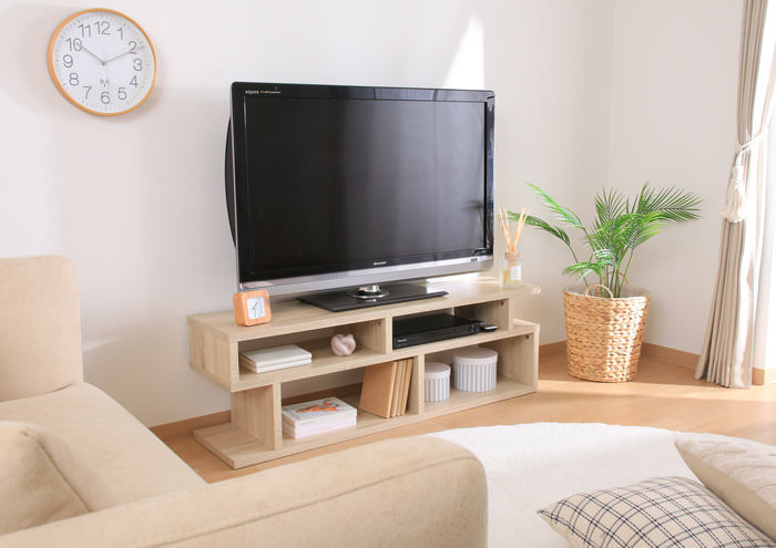 S字型テレビ台 幅120cm (オーク)