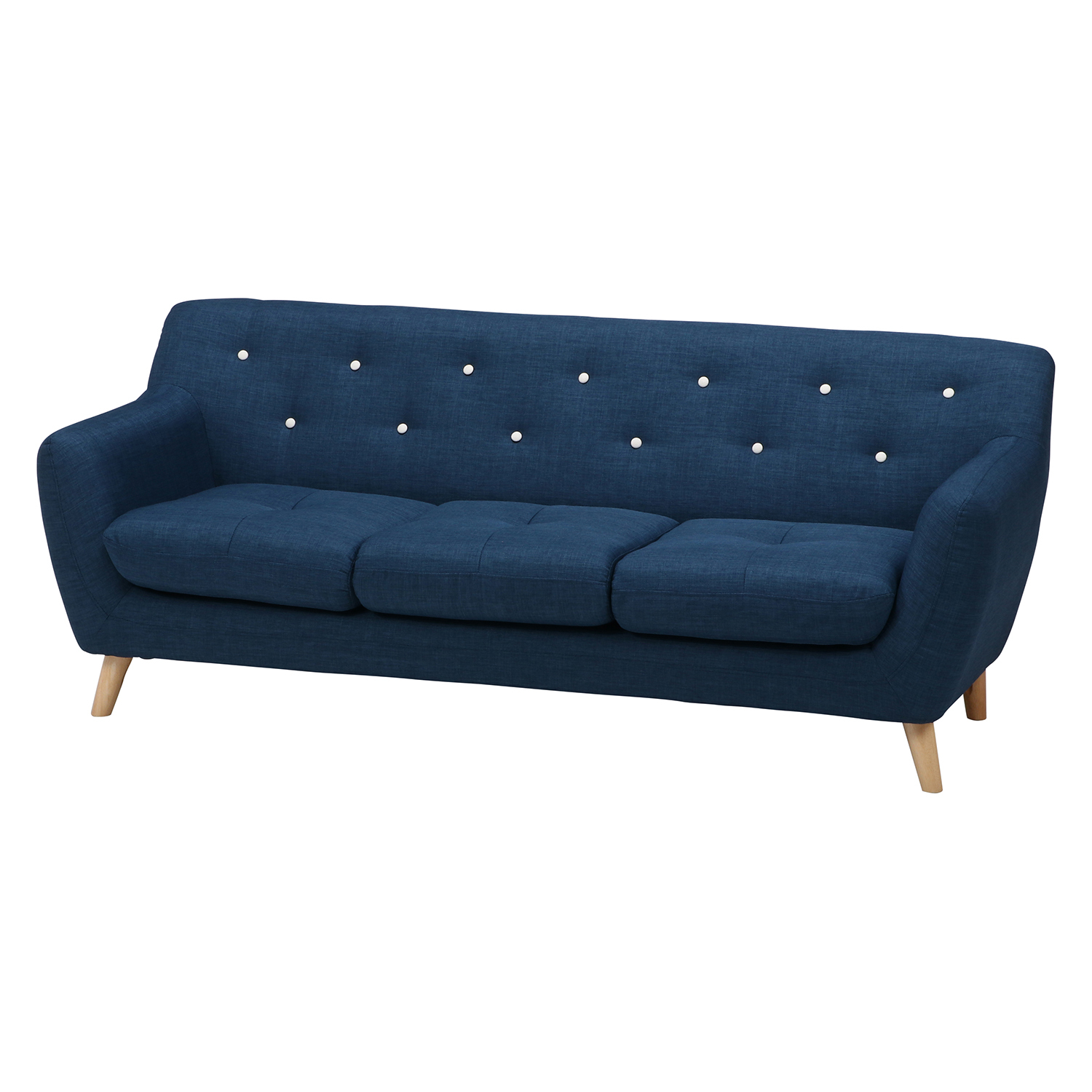 くつろぎタイムに寄り添う ファブリックソファ 3人掛け ネイビーの詳細