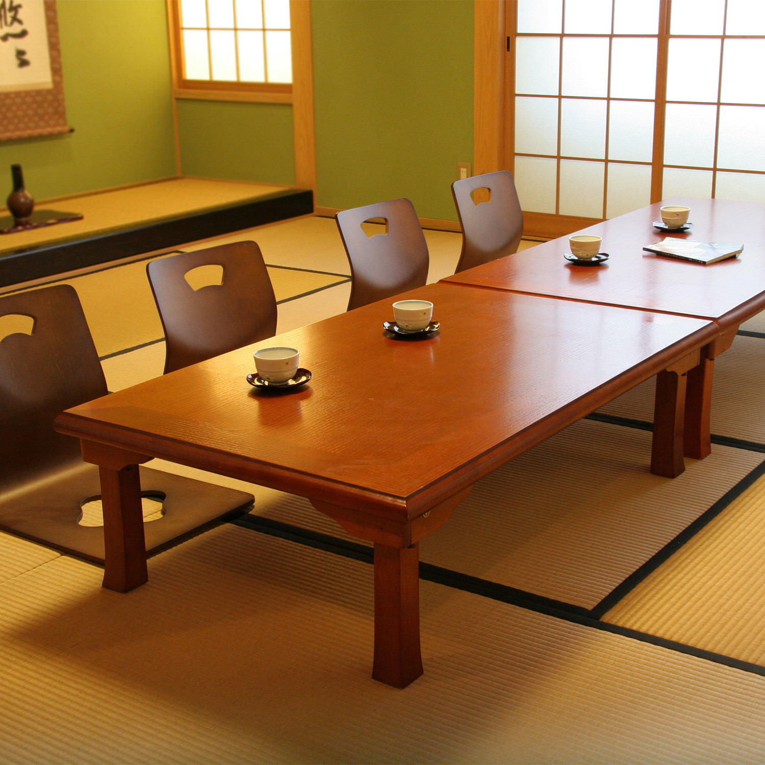 正統派座卓 和室に映えるオークを使った高級感のあるデザイン 折脚和風座卓