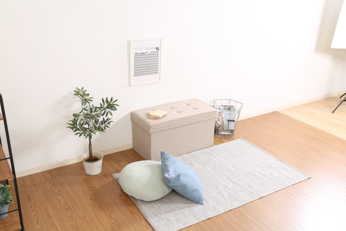 [2個セット] トランクベンチ 幅76cm ベージュ