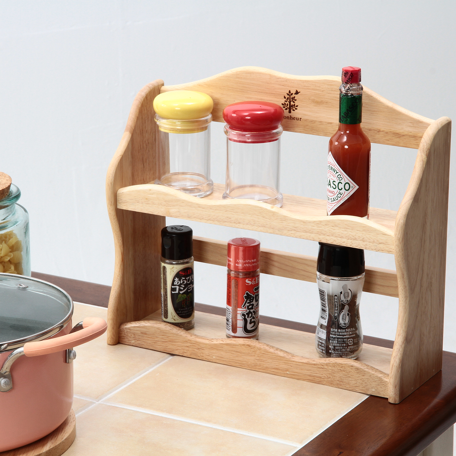 コンパクトに置けてキッチン周りがすっきり 木製スパイスラックの詳細