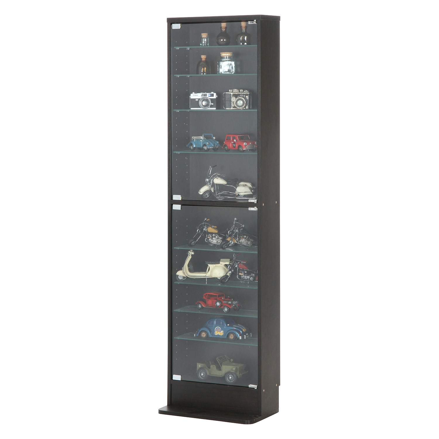 大切なものをホコリから守る ガラスコレクションケース ハイタイプ 浅