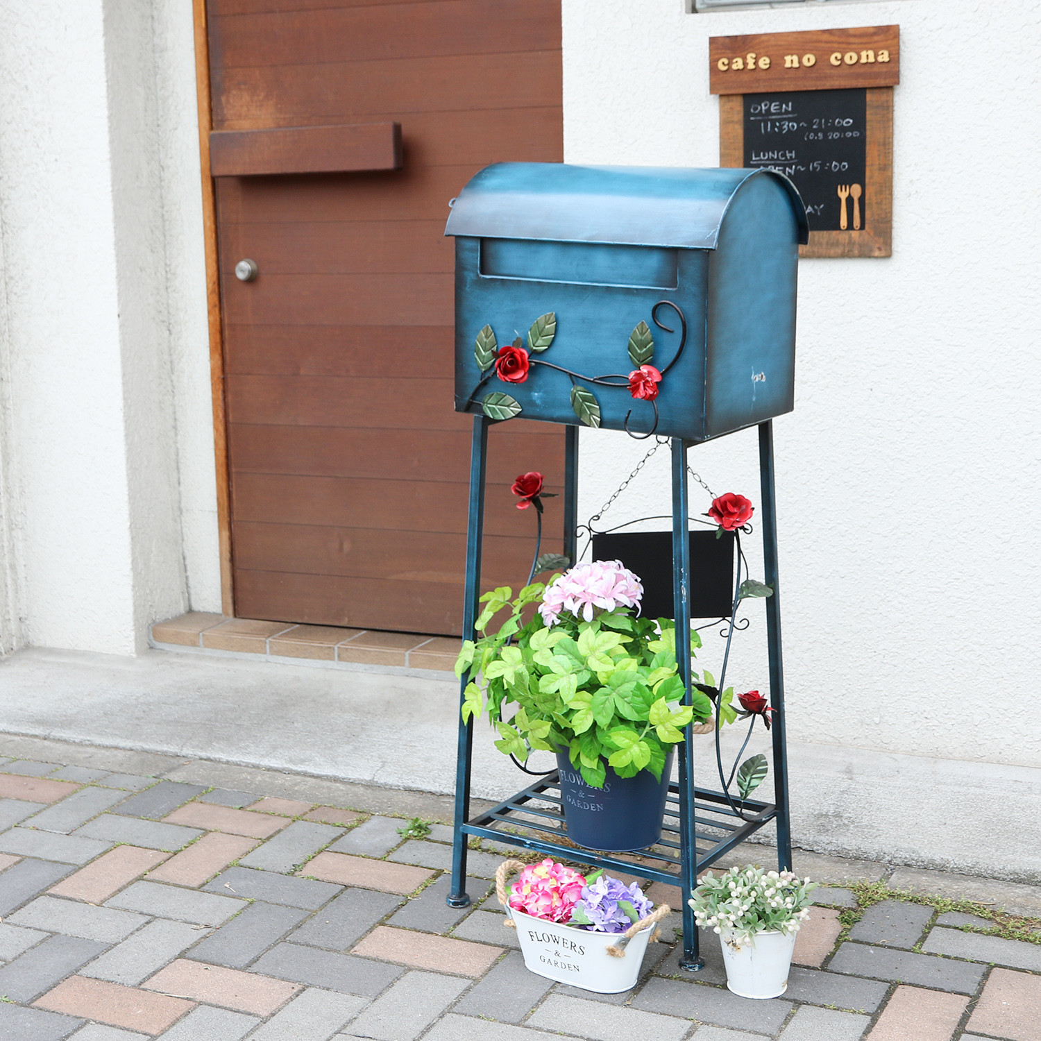 メールボックス ローズ横型 ブルー