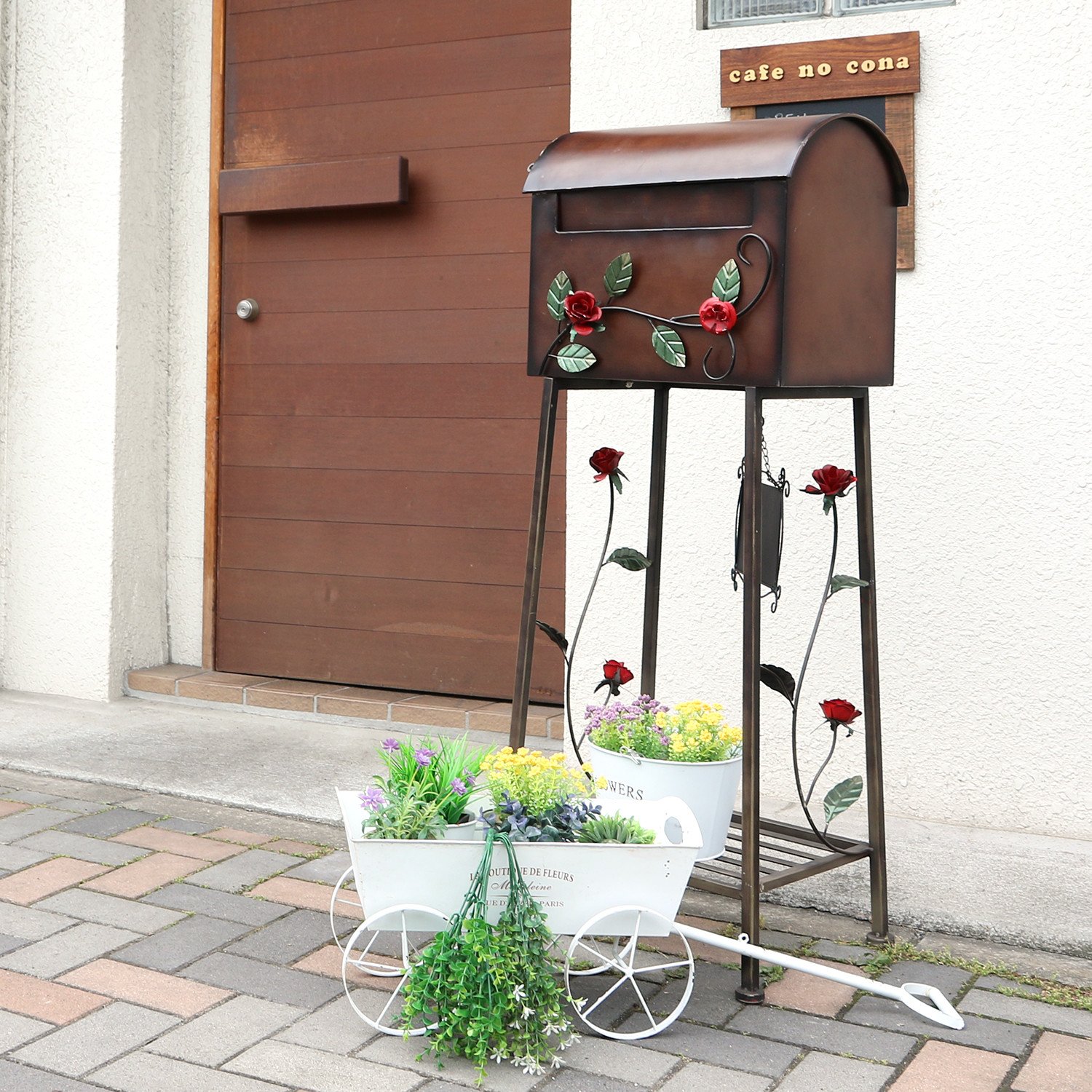 ガーデンポスト 花柄 メールボックス ローズ横型 ブラウン - safetyeng.co.jp