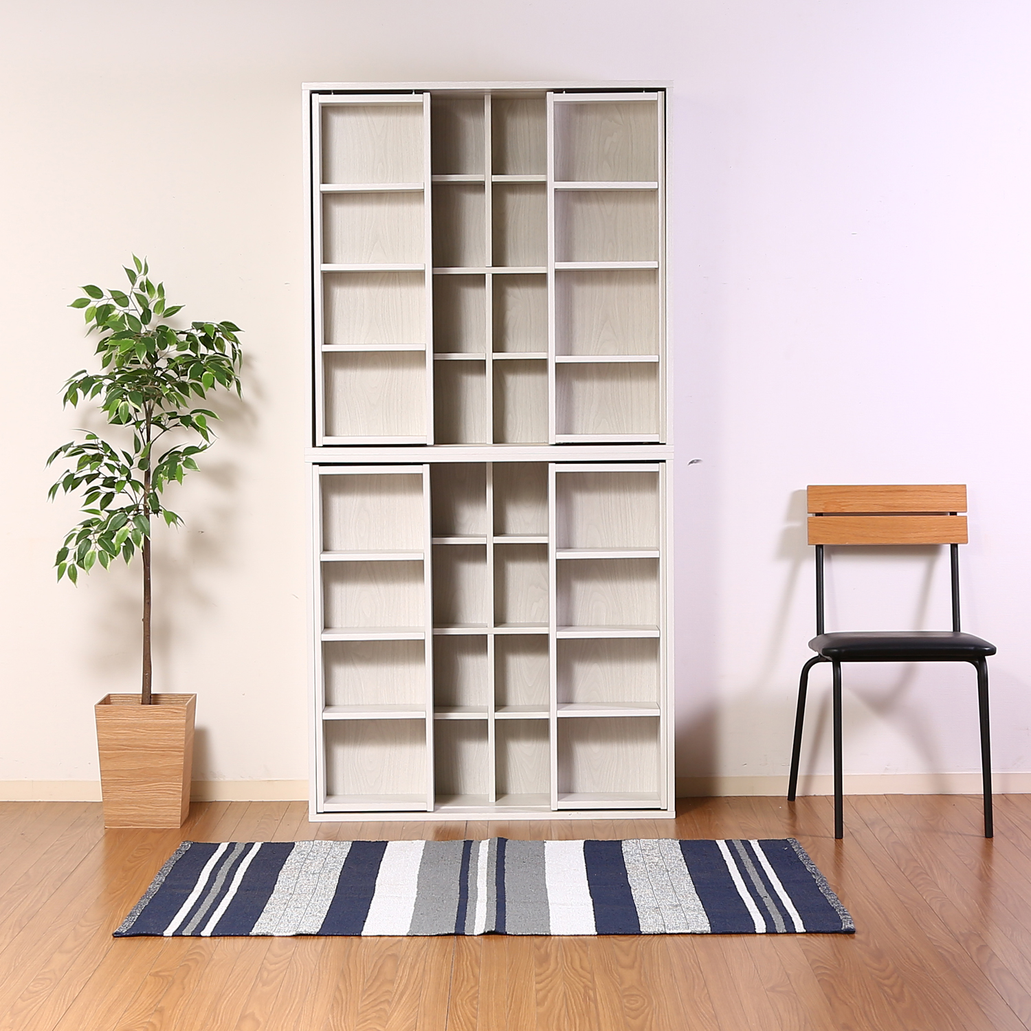 スリムなのに大容量たっぷり収納可能 ダブルスライドラック ホワイト