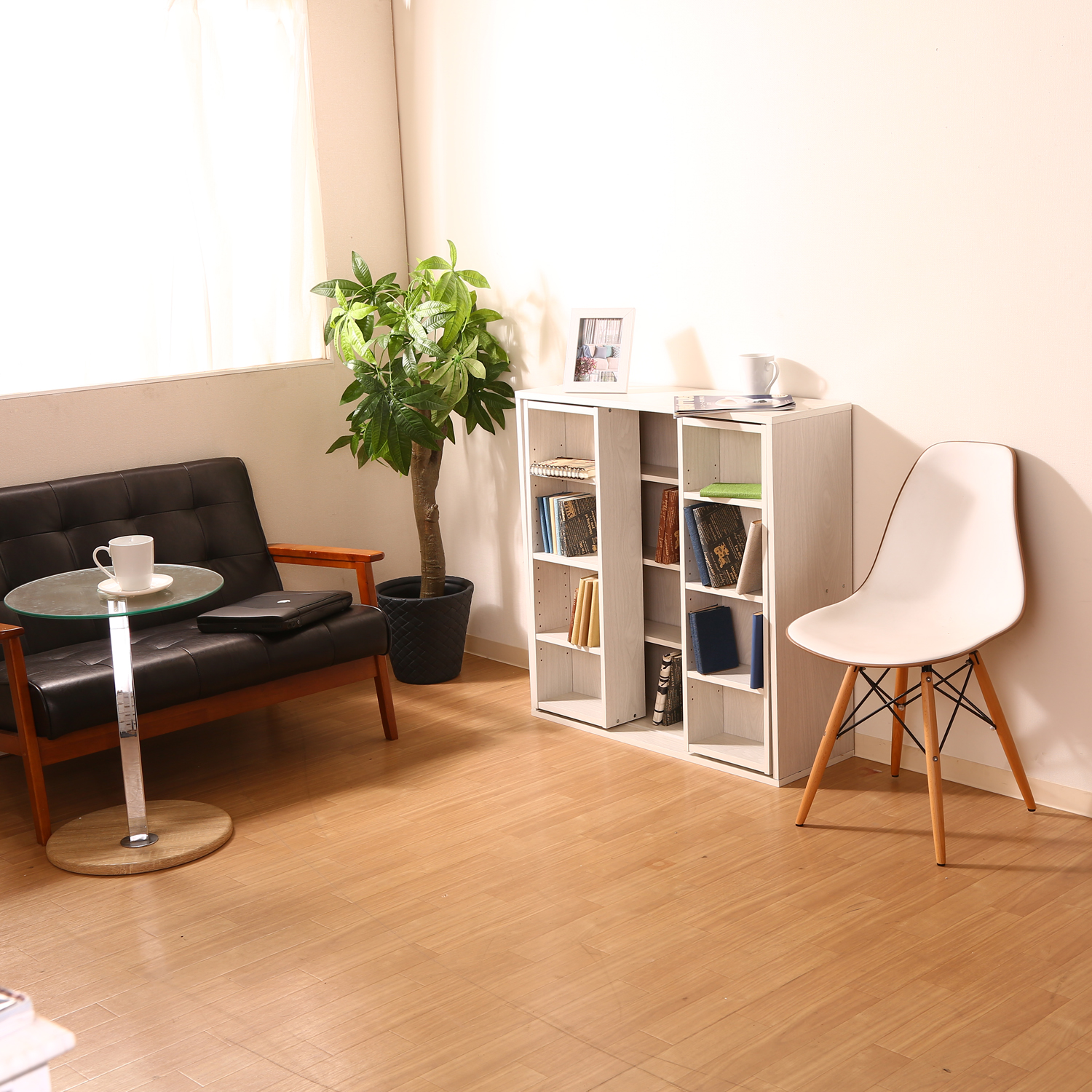 スリムなのに大容量たっぷり収納可能 ダブルスライドラック ホワイト