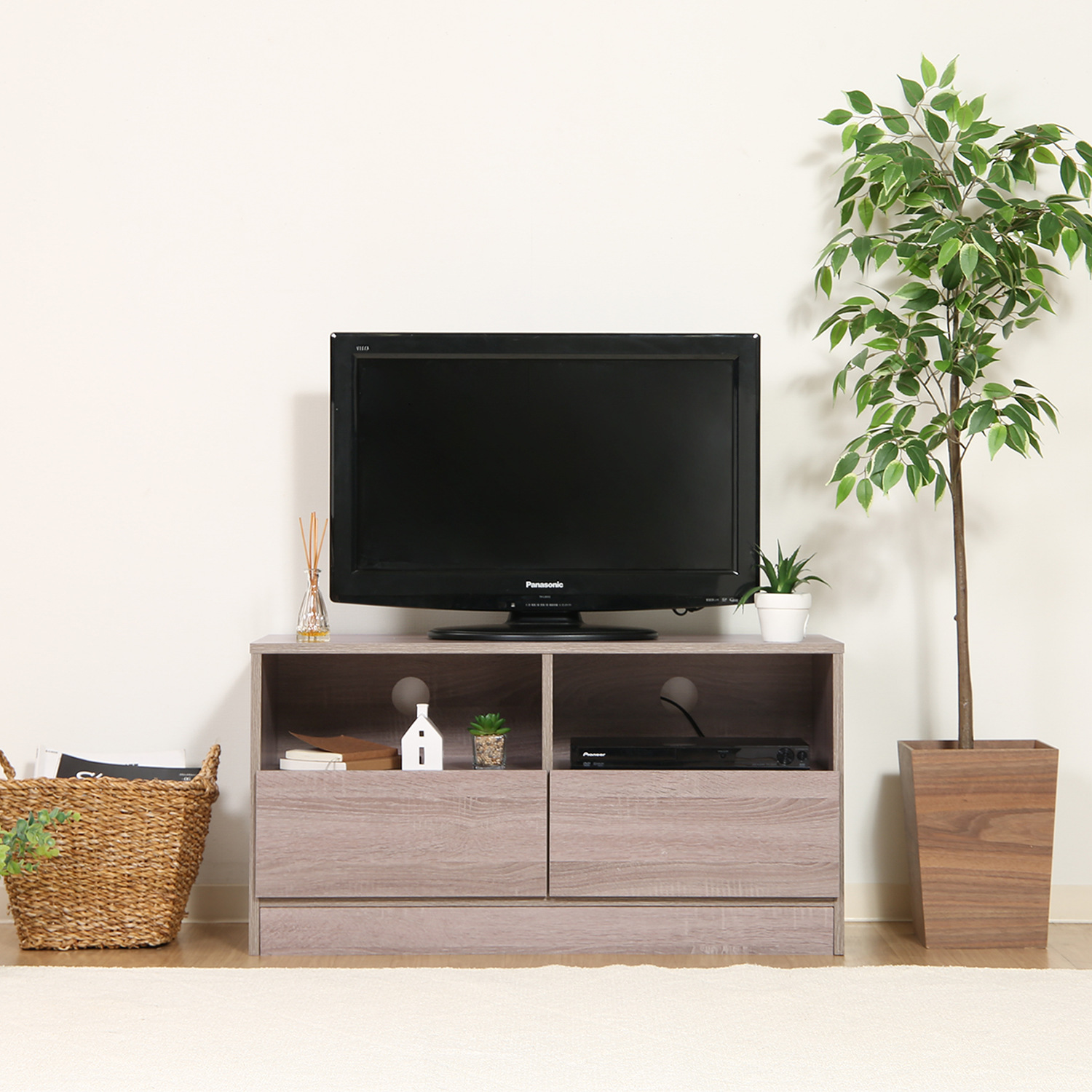 コンパクトサイズでも収納力抜群 工具不要TV台(引出2杯)