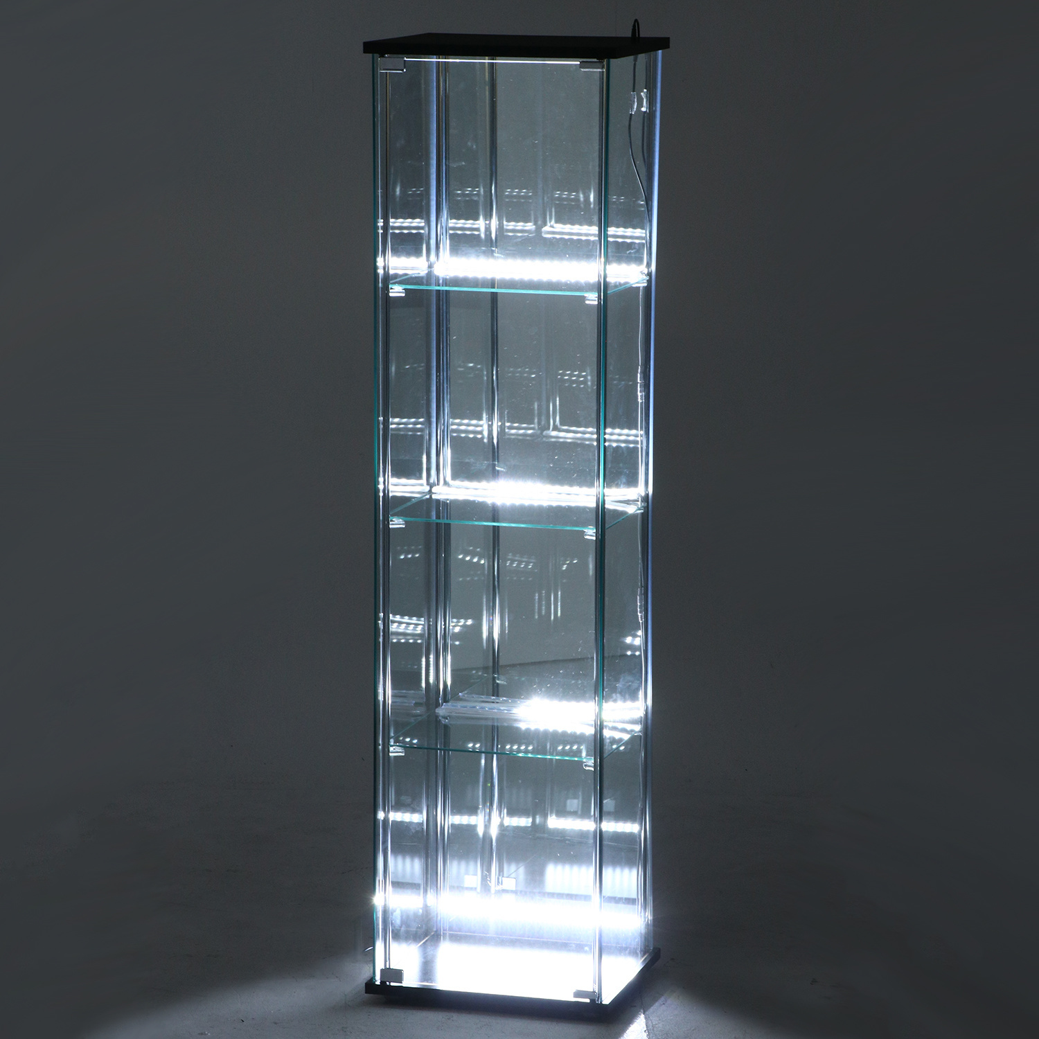ガラスコレクションケース 4段（背面ミラー） LED