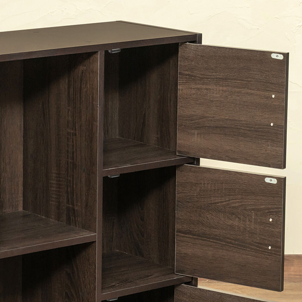 2個セットマルチラック扉付きWALウォールナットブラウン茶色系