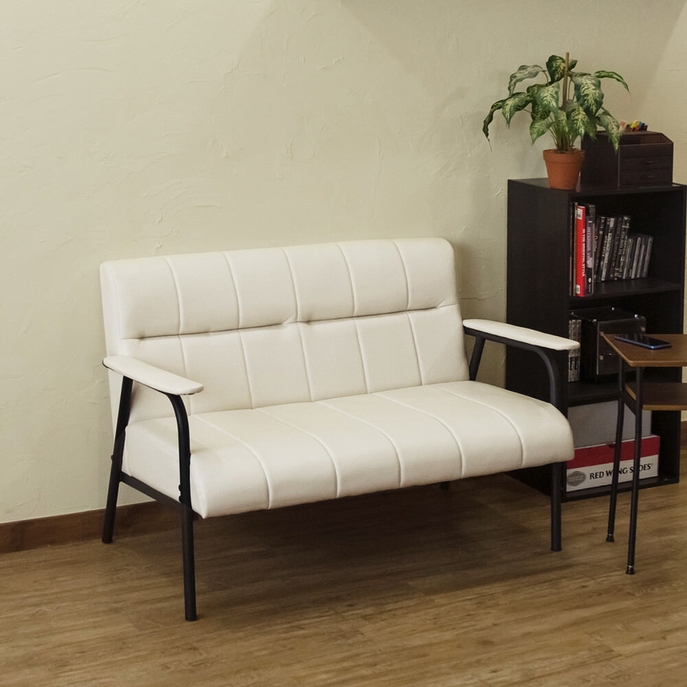 レトロソファ PVC 一人掛け BK/WH