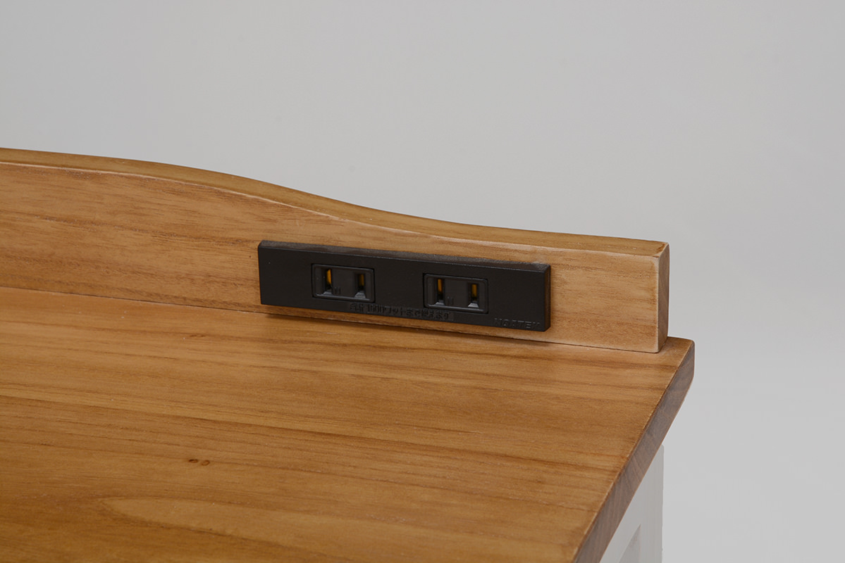 コンセントや配線穴付で電気系統の集約に便利！ FAX台 (ナチュラル